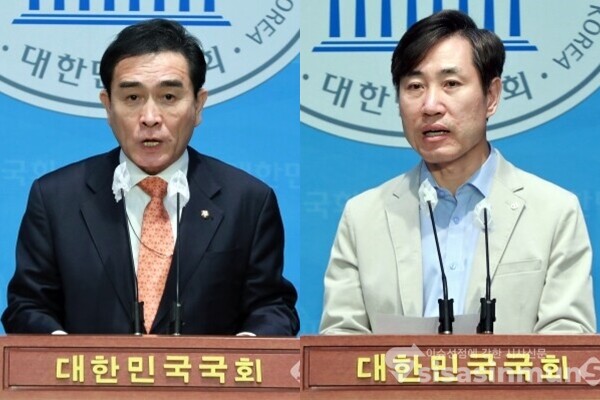 태영호 국민의힘 최고위원(좌), 하태경 국민의힘 의원(우). 사진 / 시사신문DB