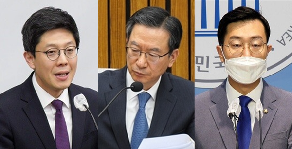 (왼쪽부터) 김병민 국민의힘 최고위원, 정성호 더불어민주당 의원, 장경태 민주당 최고위원. 시사포커스DB