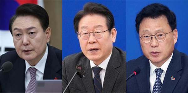 (왼쪽부터) 윤석열 대통령, 이재명 더불어민주당 대표, 박광온 민주당 원내대표. 시사포커스DB