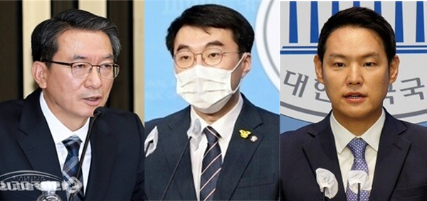 (왼쪽부터) 정성호 더불어민주당 의원, 민주당에서 탈당한 김남국 의원, 김한규 민주당 의원. 시사포커스DB