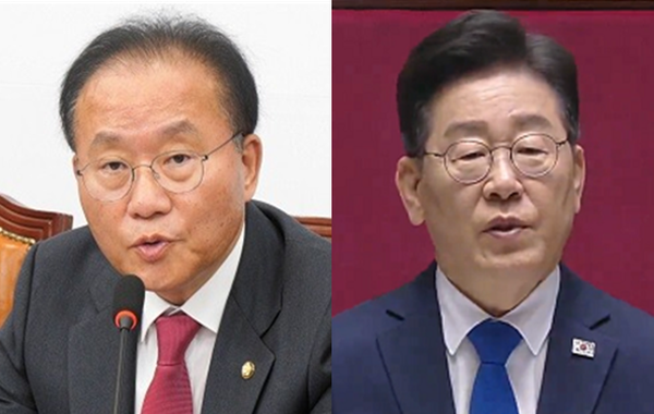 윤재옥 국민의힘 원내대표(좌), 이재명 더불어민주당 대표(우). 시사포커스DB