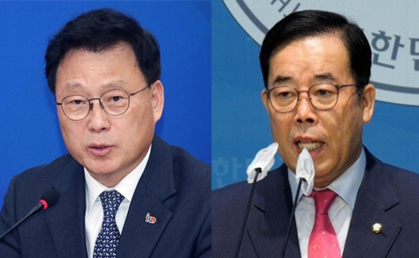 박광온 더불어민주당 원내대표(좌)와 국회 과학기술정보방송통신위원회 여당 간사인 박성중 국민의힘 의원(우). 시사포커스DB