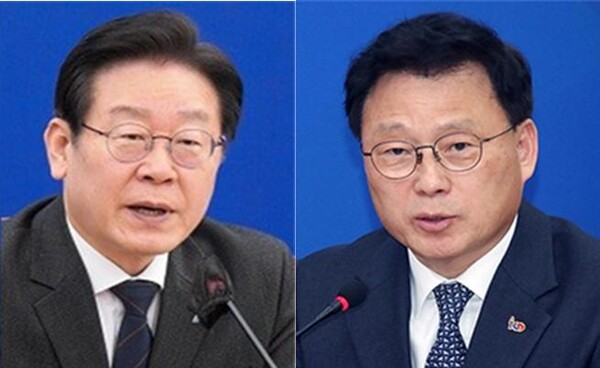 더불어민주당 이재명 대표(좌)와 박광온 원내대표(우). 시사포커스DB