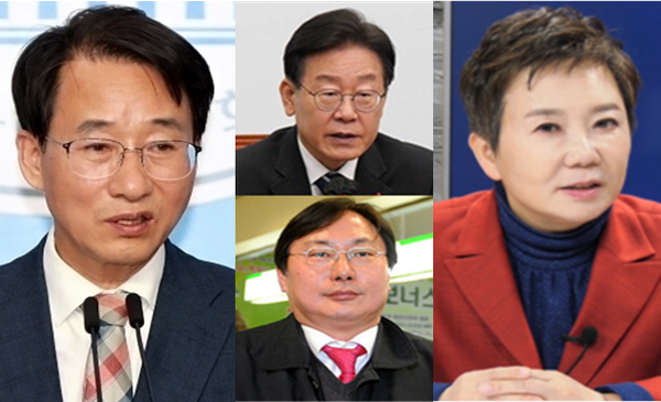 (왼쪽부터) 이원욱 더불어민주당 의원, 이재명 민주당 대표(중, 위), 이화영 전 경기부지사(중, 아래), 검사 출신인 정미경 국민의힘 전 최고위원. 시사포커스