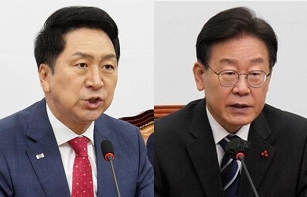 김기현 국민의힘 대표(좌)와 이재명 더불어민주당 대표(우). 시사포커스DB