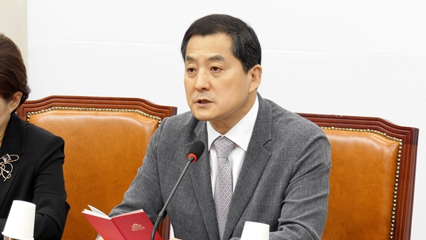 박대출 국민의힘 정책위의장이 지난달 11일 서울 여의도 국회에서 열린 원내대책회의에서 발언하고 있는 모습. 사진 / 김경민 기자