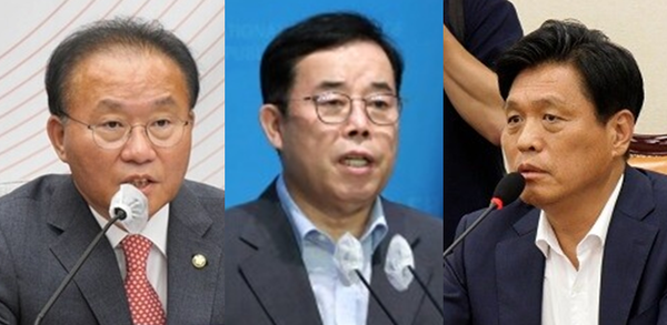 (왼쪽부터) 윤재옥 국민의힘 원내대표, 국회 과학기술정보방송통신위원회 여당 간사인 박성중 국민의힘 의원, 국회 과방위 야당 간사인 조승래 더불어민주당 의원. 사진 / 시사포커스DB