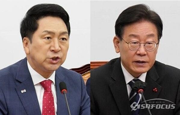 김기현 국민의힘 대표(좌)와 이재명 더불어민주당 대표(우). 시사포커스DB