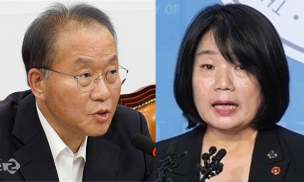 윤재옥 국민의힘 원내대표(좌)와 윤미향 무소속 의원(우). 시사포커스DB