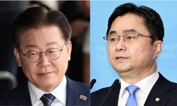 이재명 더불어민주당 대표(좌)와 비명계로 분류되는 김종민 민주당 의원(우). 시사포커스DB