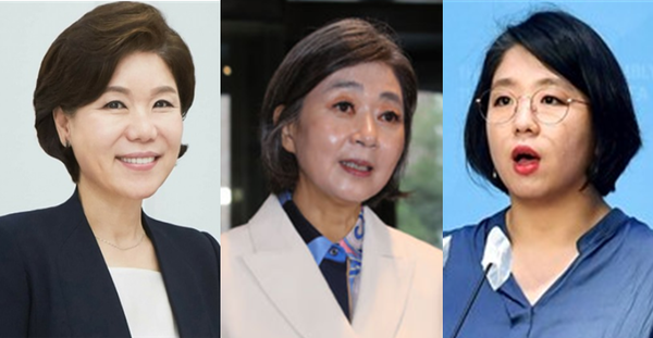 (왼쪽부터) 조은희 국민의힘 의원, 윤석열 대통령이 지명한 김행 여성가족부 장관 후보자, 용혜인 기본소득당 의원. 시사포커스DB