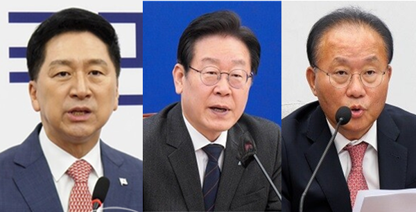 (왼쪽부터) 김기현 국민의힘 대표, 이재명 더불어민주당 대표, 윤재옥 국민의힘 원내대표. 시사포커스DB