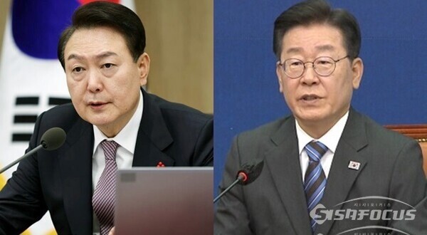 윤석열 대통령이 국무회의 주재하는 모습(좌), 이재명 더불어민주당 대표(우). ⓒ대통령실(좌), 시사포커스DB(우)