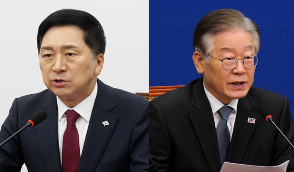 김기현 국민의힘 대표(좌)와 이재명 더불어민주당 대표(우), 국민의힘과 민주당 대표가 각각 6일 서울 여의도 국회에서 열린 당 최고위원회의에서 모두 발언을 하고 있다 . 사진 / 김경민 기자