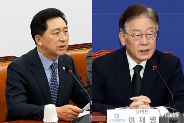 김기현 국민의힘 대표(좌), 이재명 더불어민주당 대표(우). 사진 / 시사신문DB