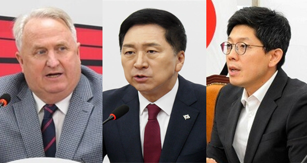 (왼쪽부터) 국민의힘 인요한 혁신위원장, 김기현 대표, 김병민 최고위원. 시사포커스DB