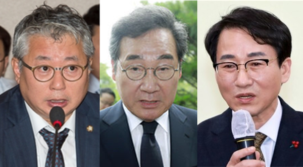 (왼쪽부터) 조응천 더불어민주당 의원, 이낙연 전 민주당 대표, 이원욱 민주당 의원. 시사포커스DB