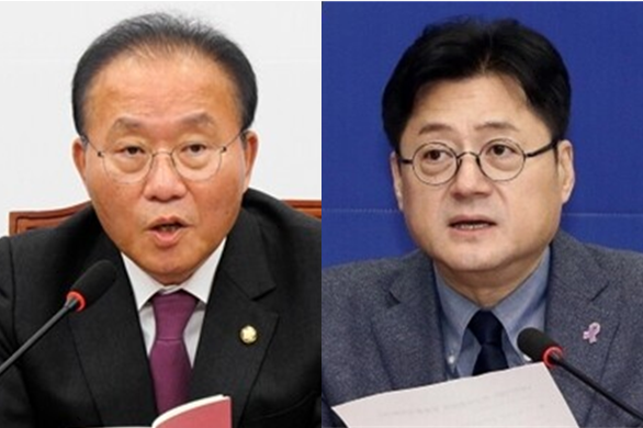 윤재옥 국민의힘 원내대표(좌)와 홍익표 더불어민주당 원내대표(우). 시사포커스DB