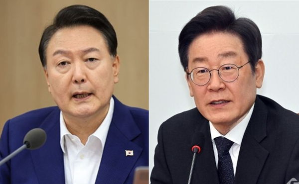 윤석열 대통령(좌)과 이재명 더불어민주당 대표(우). 사진 / ⓒ대통령실(좌), 시사포커스DB(우)