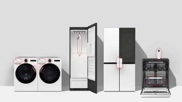 LG 컴포트 키트가 적용된 (왼쪽부터)세탁기·건조기·냉장고 이미지. ⓒLG전자