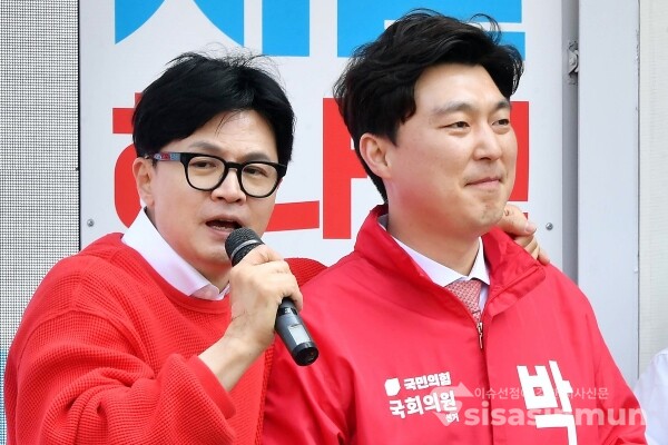 5일 한동훈 총괄선거대책위원장이 지원유세하고 있다. [사진 /오훈 기자]