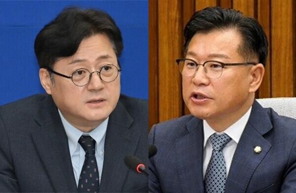 홍익표 더불어민주당 원내대표(좌)와 이양수 국민의힘 원내수석부대표(우). 시사포커스DB