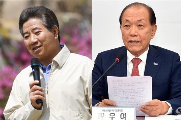 노무현 전 대통령의 살아생전의 모습(좌)과 황우여 국민의힘 비상대책위원장(우). 시사포커스DB