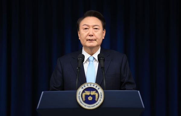 윤석열 대통령이 1일 용산 대통령실에서 대국민 담화를 진행하고 있다. ⓒ대통령실