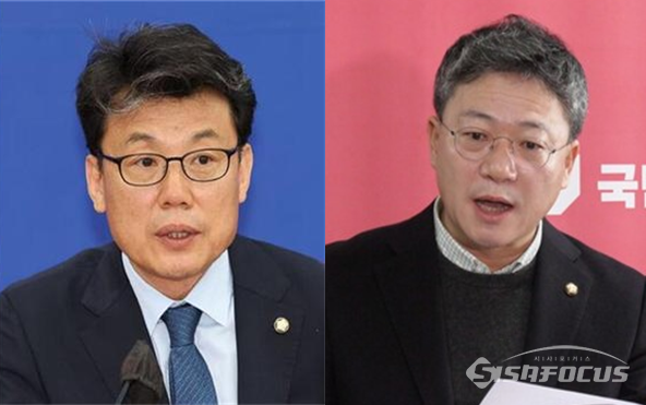 진성준 더불어민주당 정책위의장(좌)과 박정하 국민의힘 당대표 비서실장(우). 시사포커스DB
