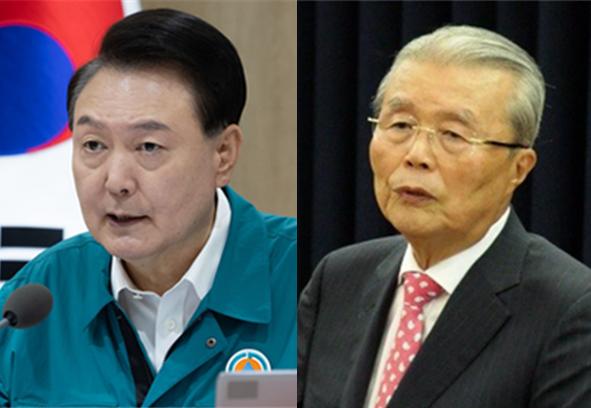 윤석열 대통령(좌)과 정치 원로인 김종인 전 국민의힘 비상대책위원장(우). 시사포커스DB