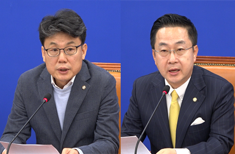 더불어민주당 진성준 정책위의장(좌)과 박성준 원내운영수석부대표(우). 시사포커스DB