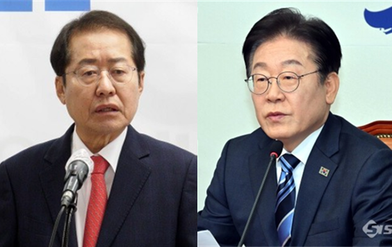 국민의힘 소속의 홍준표 대구시장(좌)과 이재명 더불어민주당 대표(우). 시사포커스DB