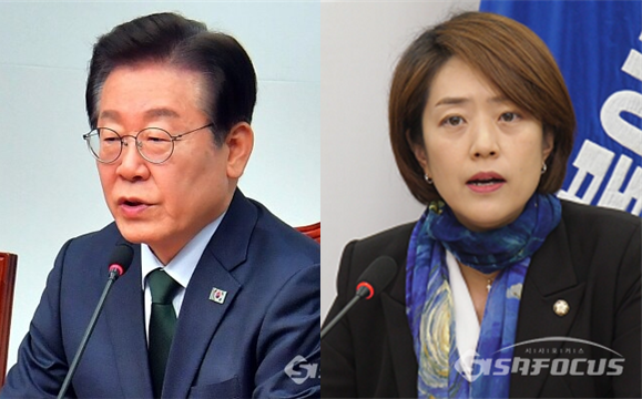 더불어민주당 이재명 대표(좌)와 비명계로 분류되는 고민정 의원(우). 시사포커스DB