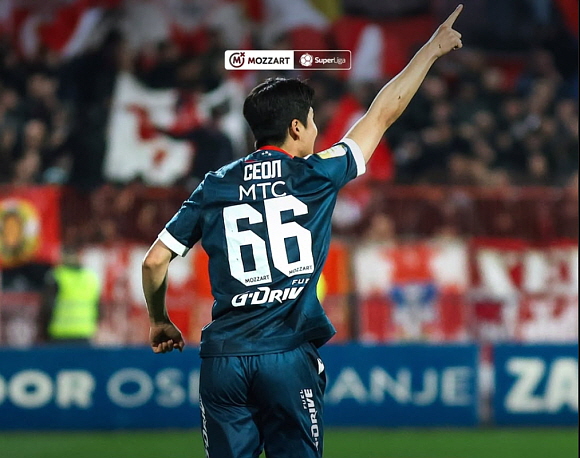 설영우, 2-2 상황에서 팀의 세번째 골 기록. ⓒFK 츠르베나 즈베즈다 소셜 미디어