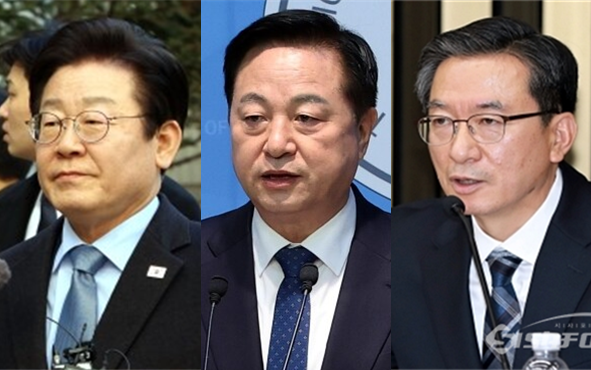 (왼쪽부터) 더불어민주당 이재명 대표, 김두관 전 의원, 정성호 의원. 시사포커스DB