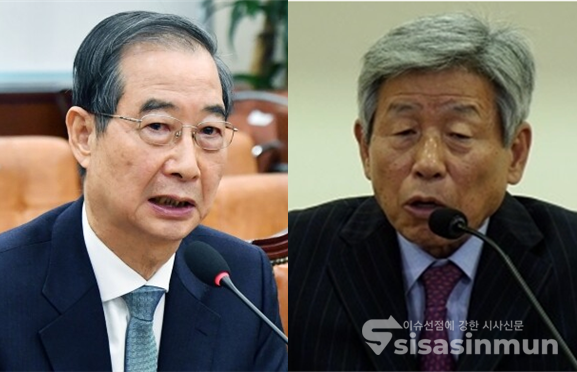 한덕수 대통령 권한대행 겸 국무총리(좌)와 더불어민주당 원로인 유인태 전 국회 사무총장(우). ⓒ시사신문DB