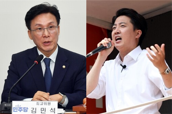 김민석 더불어민주당 수석 최고위원(좌)과 이준석 개혁신당 대선 후보(우). 시사포커스DB
