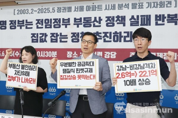 25일 경실련 관계자들이 기자회견을 하고 있다.