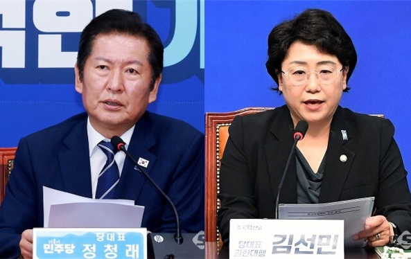 정청래 더불어민주당 당대표(좌)와 김선민 조국혁신당 당대표 권한대행(우). 시사포커스DB