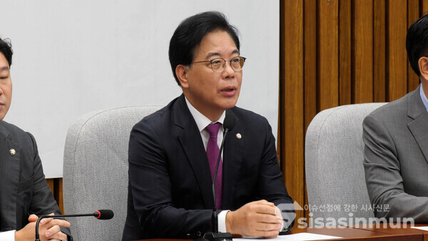 송언석 국민의힘 원내대표가 1일 국회에서 열린 상임위원장 및 간사단 회의에서 발언하고 있다. 사진 / 이훈 기자