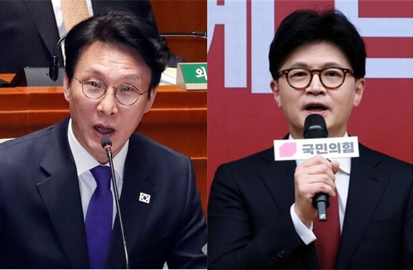 김민석 국무총리(좌)와 한동훈 전 국민의힘 대표(우). 시사포커스DB