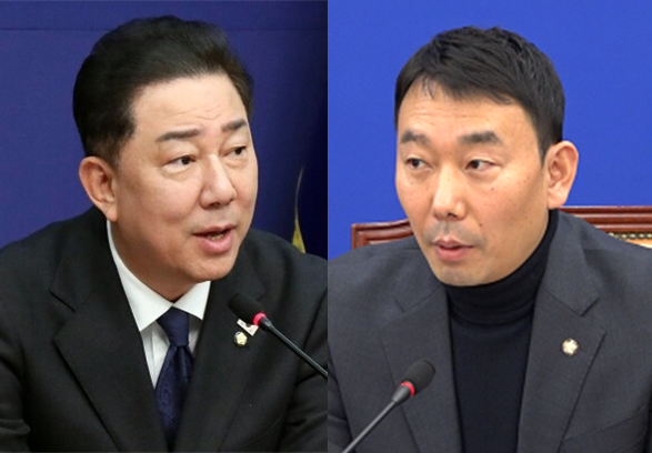 더불어민주당 김병기 원내대표(좌)와 국회 법제사법위원회 여당 간사인 김용민 의원(우). 시사포커스DB